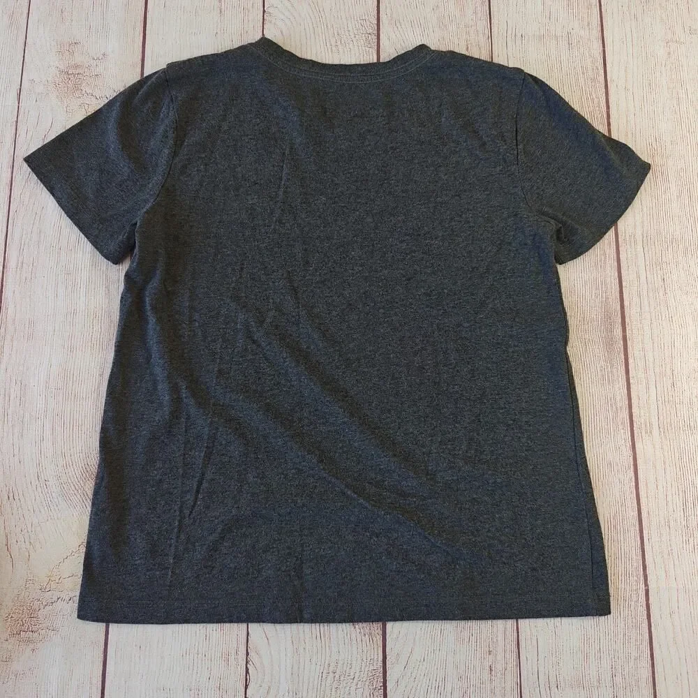 Eddie Bauer gray graphic tee & leopard legging set sz L (14/16)